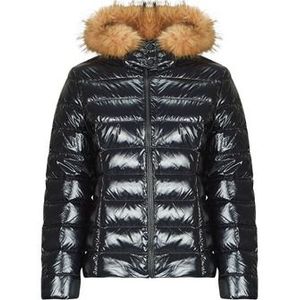 Donsjas met kap, LUXE LAQUEE JOTT. Polyamide materiaal. Maten S. Zwart kleur