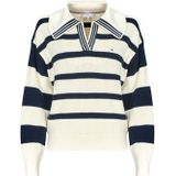 TOMMY HILFIGER - Gestreepte Trui - Wit/Marine - Katoen