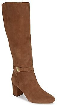 Lauren Ralph Lauren - Kellie - Knielaarzen - Zwart - Leer - Hakhoogte 5 tot 8 cm - Ritssluiting