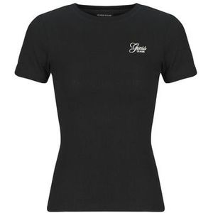 Guess  SS CN SNAP EMBRO SLIM TOP  Shirts  dames Zwart