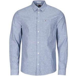 Tommy Jeans  TJM REG LINEN BLEND SHIRT  overhemden  heren Blauw