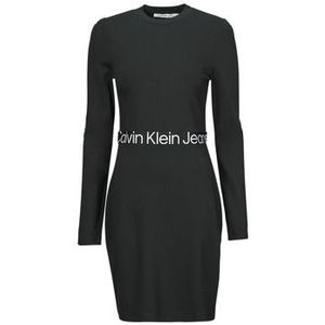 Calvin Klein Jeans  LOGO ELASTIC MILANO LS DRESS  Jurken dames Zwart