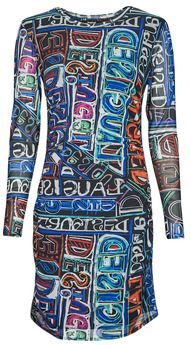 Desigual - Damesjurk - Zwart - Regular Fit - Tropisch Patroon