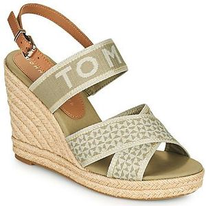 Tommy Hilfiger  Tommy Webbing High Wedge Sandal  sandalen  dames Kaki