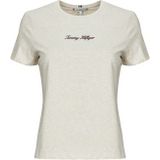 Tommy Hilfiger - CLASSIC SCRIPT REG SS TEE - T-shirt - Heather Oatmilk - Korte Mouwen