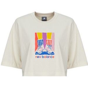 New Balance - Shirt - Crème - Blauw - Geel - Orchidee - Korte Pasvorm - Halve Mouw