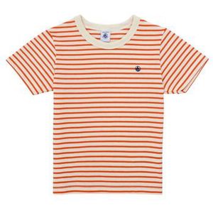 Petit Bateau - Katoenen T-shirt - Grijsrood - Korte Mouwen - Gestreept Motief
