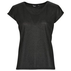 Only  ONLSILVERY S/S V NECK LUREX TOP JRS  Shirts  dames Zwart