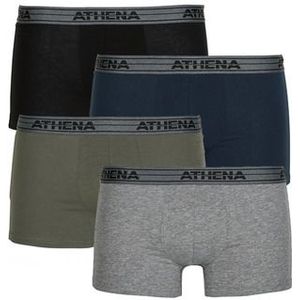 Athena - Set van 4 Boxershorts - Antraciet/Grijs/Gemêleerd/Zwart/Wit - Katoen/Elastaan