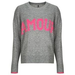 Only - ONLNEW AMOUR LS TEXT O-NECK CS KNT - Trui - Medium Grey Melange