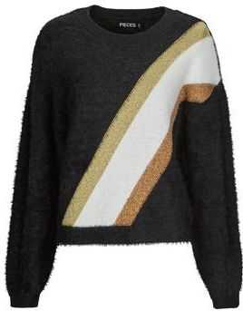 Pieces - PCMILO LS LUREX KNIT KAC FC - Trui - Zwart - Dames