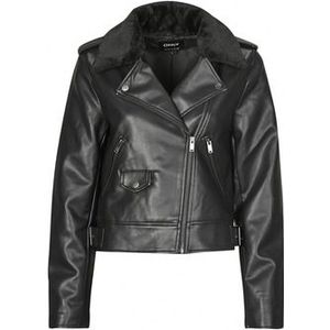 Tussenjas - ONLVILHELMA - Imitatieleder - Bikerjack - Effen - Licht Gevoerd