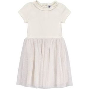 Petit Bateau - Jurk - Wit/Koper - Katoen en Tule - Korte Mouwen