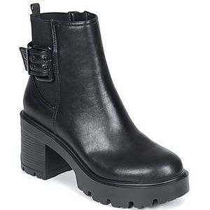 Mustang - Emeline - Enkellaarsjes - Zwart - 5 tot 8 cm Hakhoogte - Ritssluiting