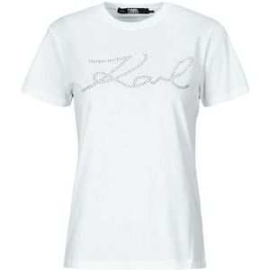 Karl Lagerfeld  rhinestone logo t-shirt  Shirts  dames Wit