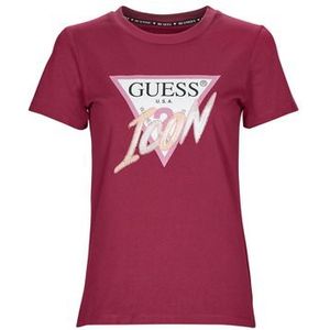 Guess  SS CN ICON TEE  Shirts  dames Bordeau