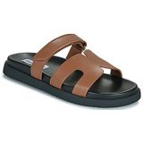 Steve Madden - Missile - Leren Slippers - Zwart - Klittenbandsluiting