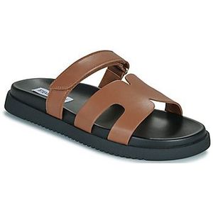 Steve Madden - Missile - Leren Slippers - Zwart - Klittenbandsluiting