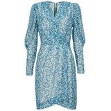 MORGAN - Wikkel Jurk - Blauw - Polyester - Lange Mouwen - V-hals
