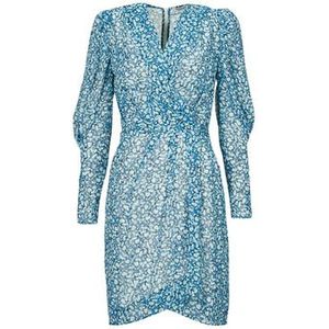 MORGAN - Wikkel Jurk - Blauw - Polyester - Lange Mouwen - V-hals