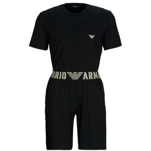 Pyjama - Zwart - Katoen - Tweedelig met Logo en Elastische Tailleband