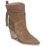 Alma EN Pena - Enkellaarsjes - Beige - Met Hak - Strass-details en Franjes