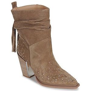 Alma EN Pena - Enkellaarsjes - Beige - Met Hak - Strass-details en Franjes