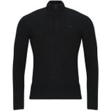 SCHOTT - Trui met Opstaande Kraag met Rits - Zwart - Wol