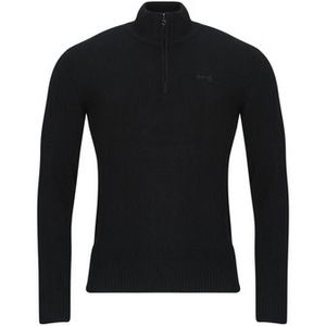 SCHOTT - Trui met Opstaande Kraag met Rits - Zwart - Wol