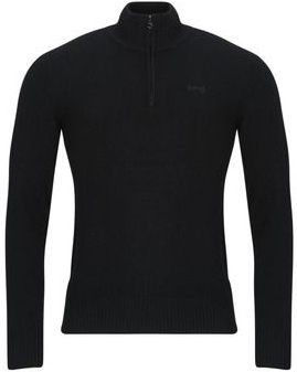 SCHOTT - Trui met Opstaande Kraag met Rits - Zwart - Wol