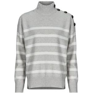 IKKS - Trui - Gestreept Grijs Wit - Wol - Opstaande Kraag