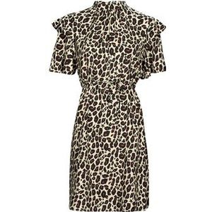 IKKS - Jurk ROB - Beige - Dierenprint - Halve Mouw - Knielengte