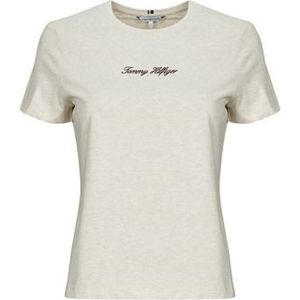 Tommy Hilfiger - CLASSIC SCRIPT REG SS TEE - T-shirt - Heather Oatmilk - Korte Mouwen
