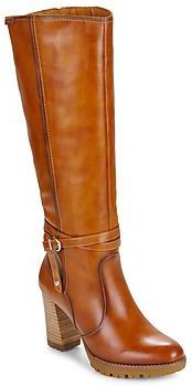 Pikolinos Enkellaarzen met hak in leer, model Connelly voor vrouwen, brandy, 38 EU