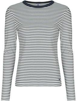PETIT BATEAU - Iconisch T-shirt - Ecru/Marine - Lange Mouwen - Gestreept Ribtricot