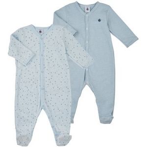 Petit Bateau - Set van 2 Pyjama's - Lichtblauw - Baby - Katoen
