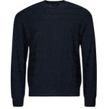 Emporio Armani - Logo Jacquard Crewneck Jumper - Blauw - Wol - Heren