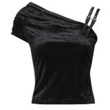 Versace Jeans Couture - Overhemden - Zwart - Velvet Off-Shoulder Top