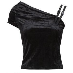 Versace Jeans Couture - Overhemden - Zwart - Velvet Off-Shoulder Top