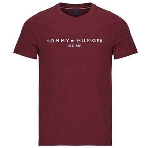 Tommy Hilfiger - T-shirt - Deep Rouge Heather - Tommy Logo Tee - Korte Mouwen - 100% Katoen