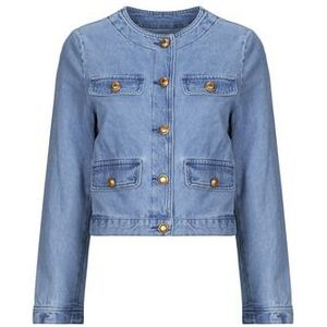 IKKS - Denim Jas - Blauw - Katoen - Ronde Kraag - Lange Mouwen