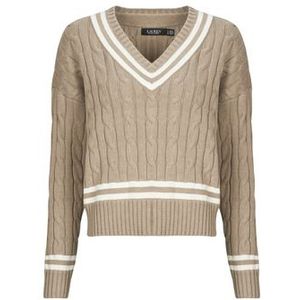 Lauren Ralph Lauren - TEDURPH - Trui - Crème / Donkerbeige - V-hals - Lange Mouw