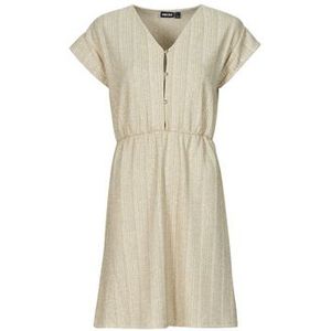 PIECES - Korte Jurk - Beige - Polyester - Wijd Uitlopend