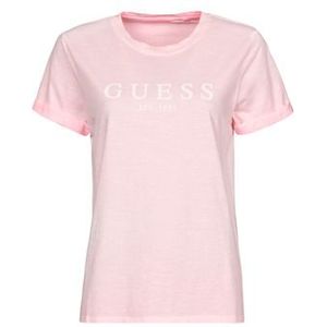 Guess  ES SS GUESS 1981 ROLL CUFF TEE  Shirts  dames Roze