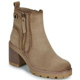 Refresh - 17303102-BEIGE - Enkellaarsjes - Beige - Hakhoogte 3 tot 5 cm - Ritssluiting