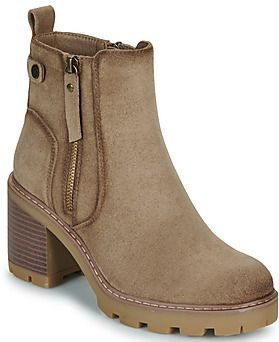 Refresh - 17303102-BEIGE - Enkellaarsjes - Beige - Hakhoogte 3 tot 5 cm - Ritssluiting