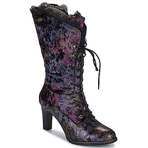 Laura Vita - Veterlaarzen - Lila - Bloemenprint - Hoge Hak