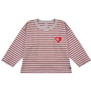 Petit Bateau Katoenen baby-T-shirt met lange mouwen, gestreept, Milk/Amarante, 3 Maanden