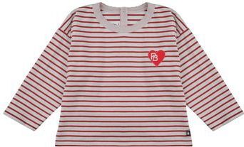 Petit Bateau Katoenen baby-T-shirt met lange mouwen, gestreept, Milk/Amarante, 3 Maanden