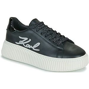 Karl Lagerfeld - Z30978 - Leren Sneakers - Zwart - Plat - Veters